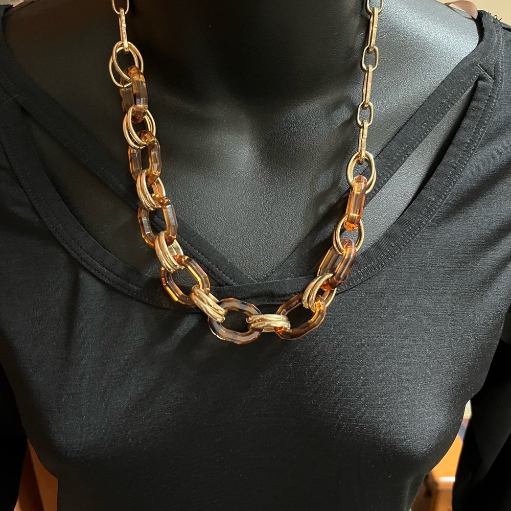 Mixit Rockabilly Retro Faux Tortoiseshell Resin Chain Link Necklace